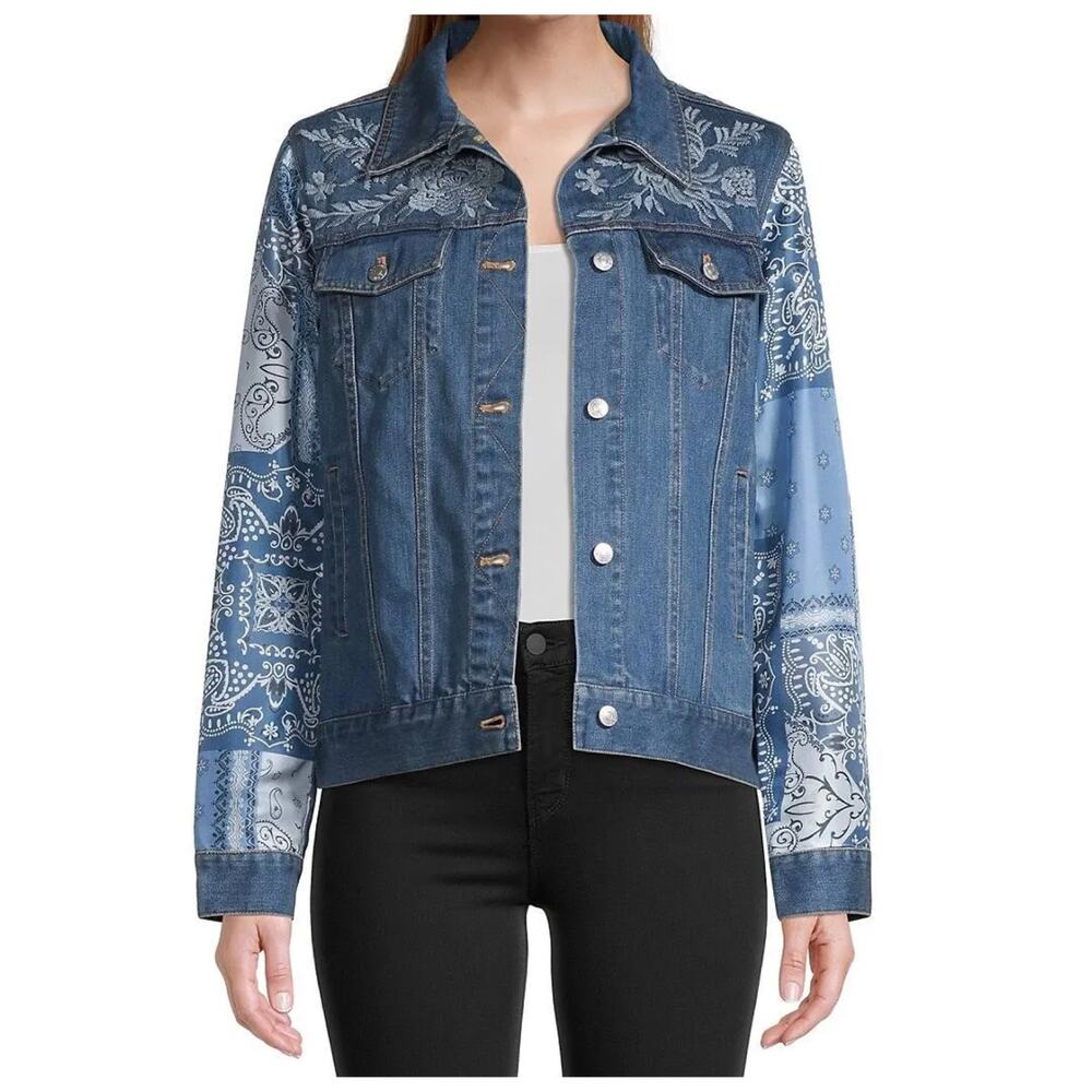 Johnny Was Bandana Denim Jean Jacket